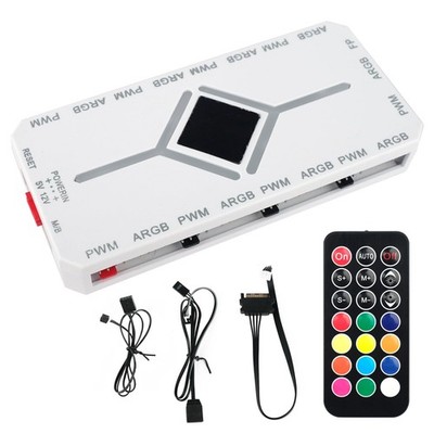 ARGB PWM Fan Hub, Addressable 5V-3PIN 2-in-1 RGB Computer PC Case Fan Hub 1 t...