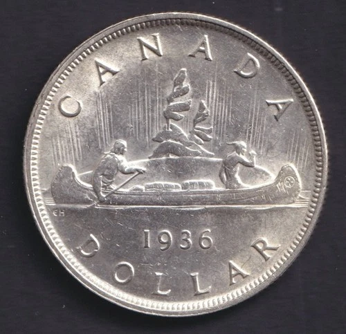 Canada 1936 $1 One Silver Dollar King George V .800 Silver