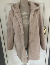 Damen Teddy Mantel aus Kunstpelz mit Kapuze b...