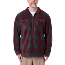 Voyager Men’s Super Plush Fleece Full Zip Shirt Jacket Plaid