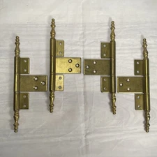 8" Finial Tipped Flag Door Hinges Set Of 4 Brass Finish Unbranded