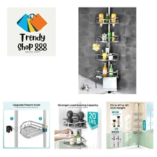 Space-Saving Silver Gray 4-Tier Rustproof Bathroom Shelf - No Drilling Required