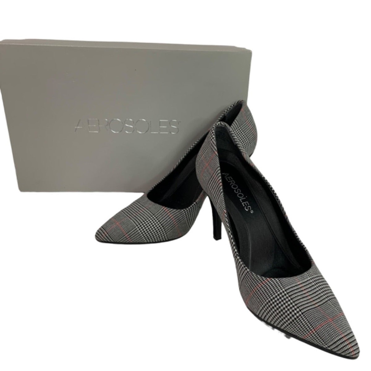 Size Aerosoles Womens Plaid Black Heels Deal Breaker Inch