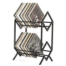 RUILALIFE 2-Tier Vinyl Record Storage Holder Dividers 200 LP Album Shelf Stand