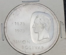 VENEZUELAN CENTENARIO COINS) 10 Bs  LEY 900 Silver Coin  Simon Bolivar