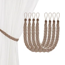 4-Set Curtain Tiebacks with Curtain Holdbacks [Light brown]