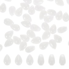 Teardrop Czech Glass Beads, 100 Pcs Bohemia Beads, White, 6x9mm