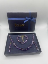 Stauer Beaded Amethyst Stone Jewelry Set Necklace Bracelet Earrings value $477