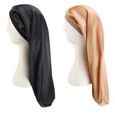Elastic Wide Edge Satin bonnet Long Hair Hat Sleeping Hats Wrap Night Cap Hair C