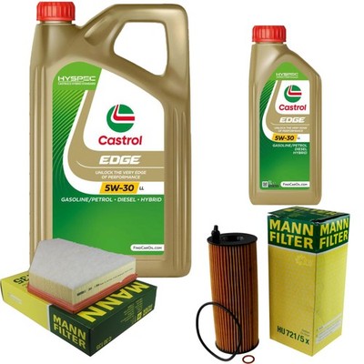 Castrol Edge 6L 5W-30 Motor-Öl+MANN-FILTER Set Paket Inspektion Kit 10216974