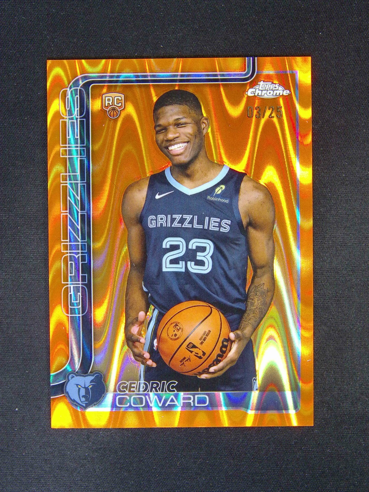 2025-26 Topps Chrome Cedric Coward #261 RC Rookie RayWave Orange Refractor /25