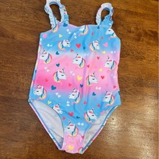 Shein Unicorn pink blue Kids Swimsuit size 6