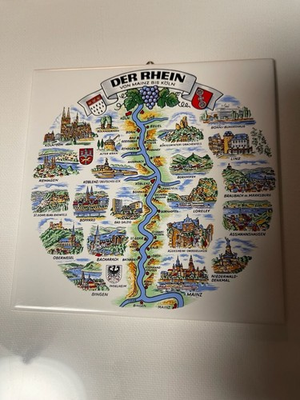 #ad Vintage Villeroy amp; Boch Der Rhein Von Mainz Bis Koln Souvenir Tile Map $25.00