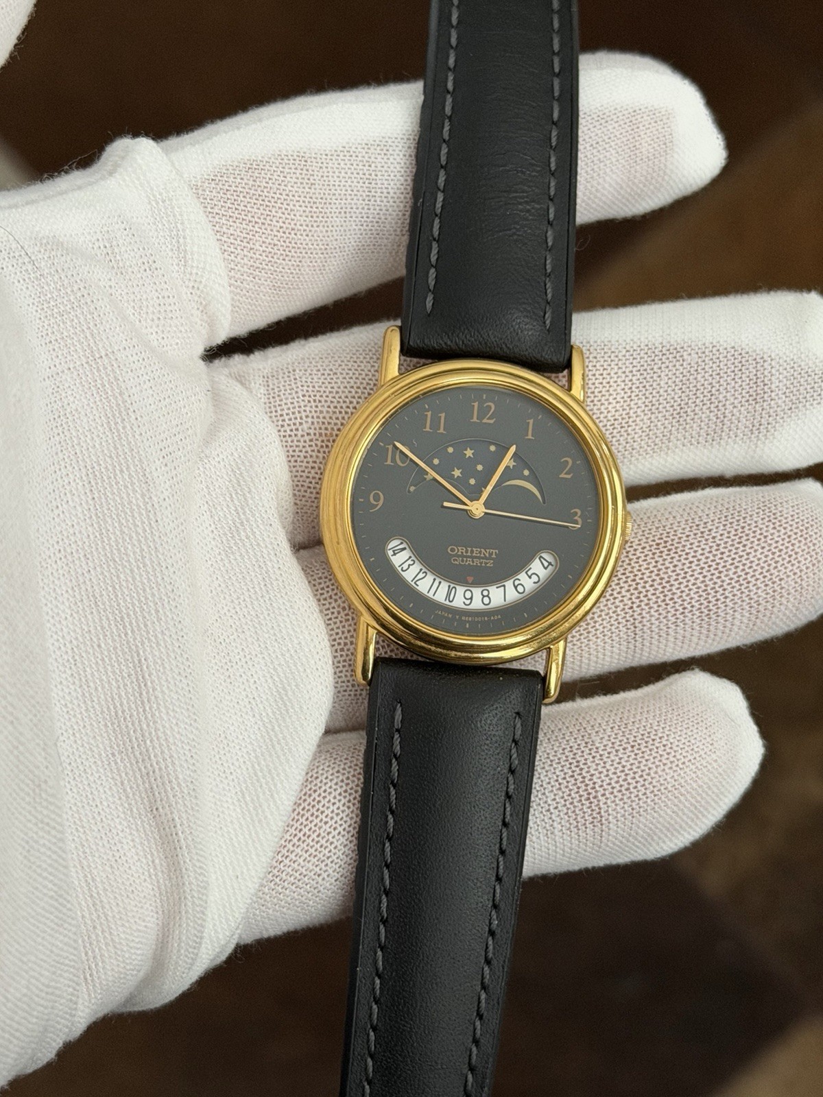 Rare Vintage Orient Quartz Moon Phase Men’s Classic Dress Watch JDM 1980s