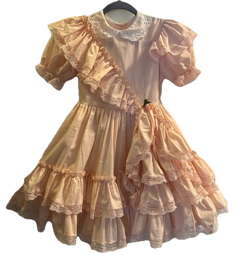 Vintage Pink Lilo Children Dress with Ruffles and Lace. Size 8 - Picture 2 of 16