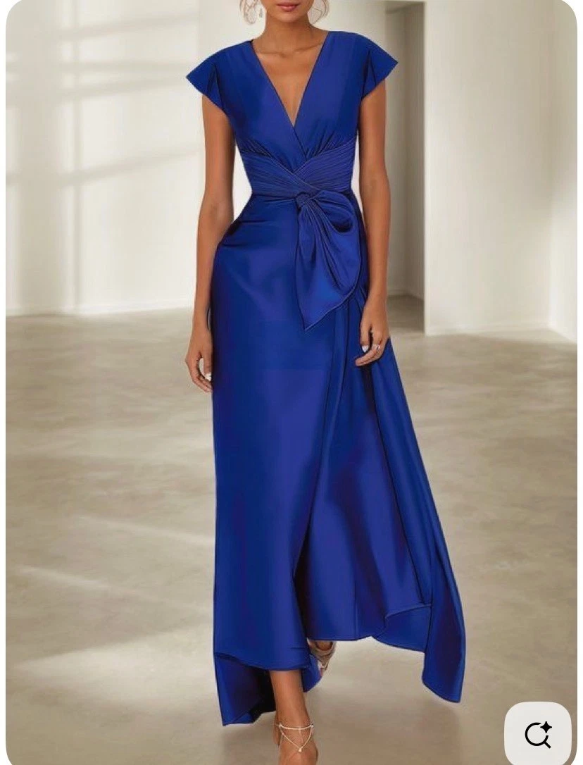 blue satin a line dress Ink Blue Satin Straps A-Line Wedding Guest Dress