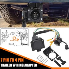 Flat 4-Pin to Round 7 Way Blade RV Trailer Plug Adapter Tow Light Wire Connector