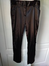 DOLCE & GABBANA Black Satin Silk Blend Slim Stretch Straight Leg Pants Italy 38 