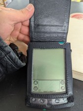 Vintage Palm Pilot PDA With Black Leather Case Stylus And Touchscreen Display