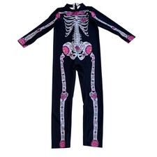 Kids Girls Halloween Costume Skeleton Floral Day of the Dead Size L