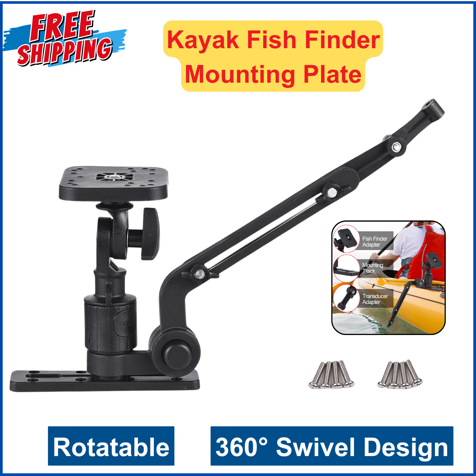 Fish Finder Mounting Plate Kayak Boat Transducer Mounting Arm Fish Finder