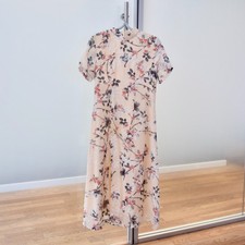 Beige Red Flora Chiffon Aodai Qipao - Chinese Dress