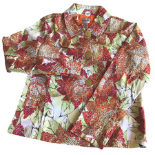 Chico's Jacket Lined Button Up Collared Floral Print Size 1