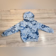 Nike Boys Beige Blue Splattered Hooded Sweatshirt Large