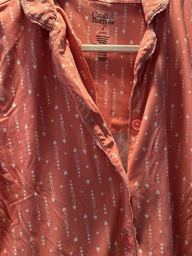 CROFT & BARROW ~ Size M ~ 2 Piece Pajama Set~Peach or Pink w/White Hearts ~ VGC~ - Picture 4 of 5