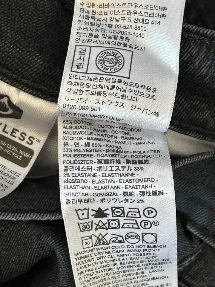 Pantalones de mezclilla ajustados Levi's 512 para hombre negros denim 5 bolsillos talla 31x32 Foto 4 de 4