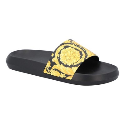 Versace Barocco Bathing Slides Herren Sandalen Schwarz/Gold