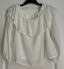 H&M Divided BNWT Womens Ivory White Gypsy Style Lined Chiffon Blouse Size 6