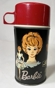 VTG 1965 MATTEL Barbie / Skipper /Midge THERMOS w Red Top Bottle #2825