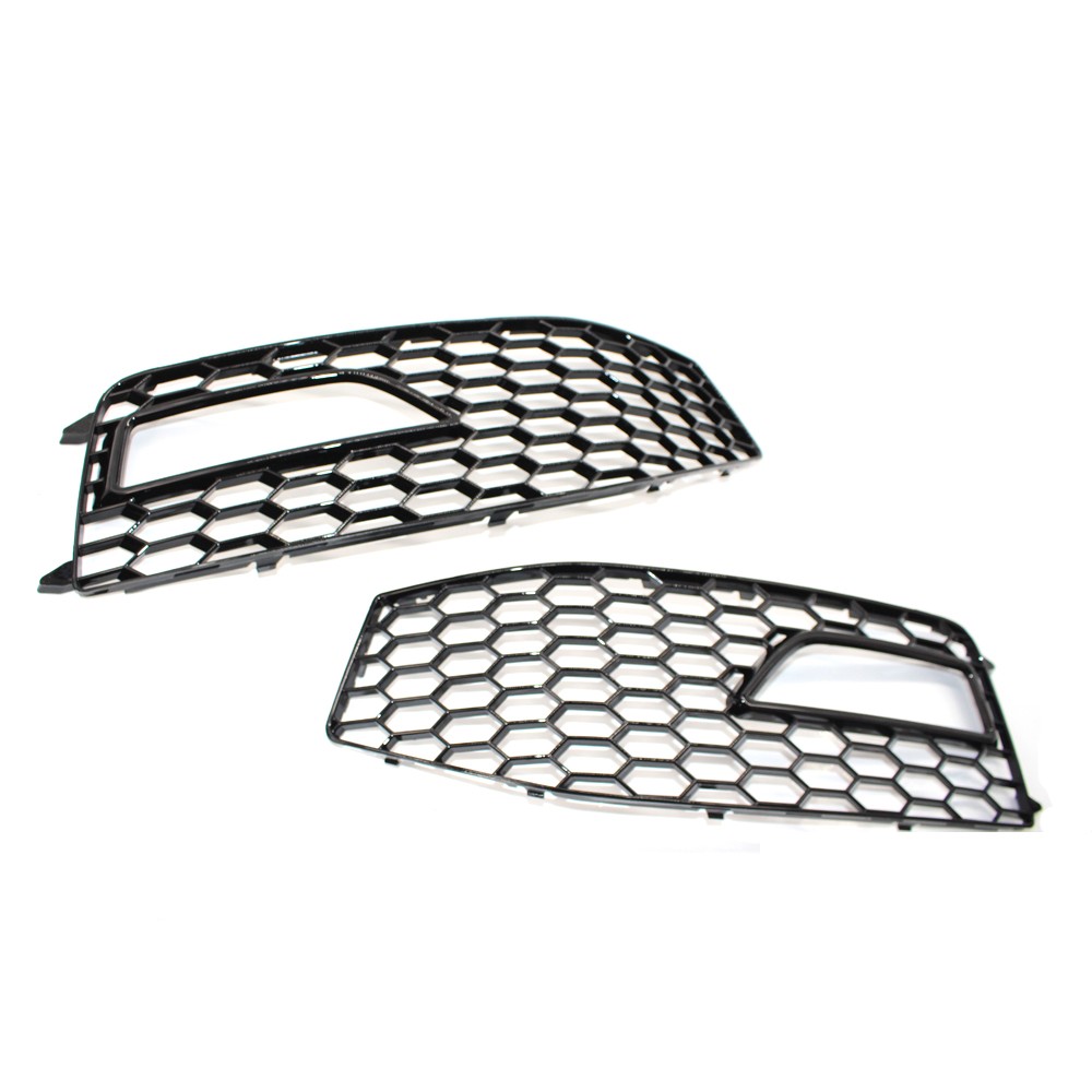 Honeycomb RS4 Style Front Grille+Fog Light Grille Covers For Audi A4 B8.5 13-16