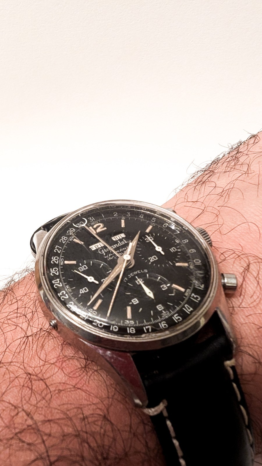 Vintage Gigandet Wakmann Datic Ref. 5086 – Black Dial – Valjoux 72C Triple Cal.