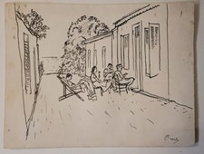 Charles BROUTY (1897-1984)  Sur la terrasse en Algerie