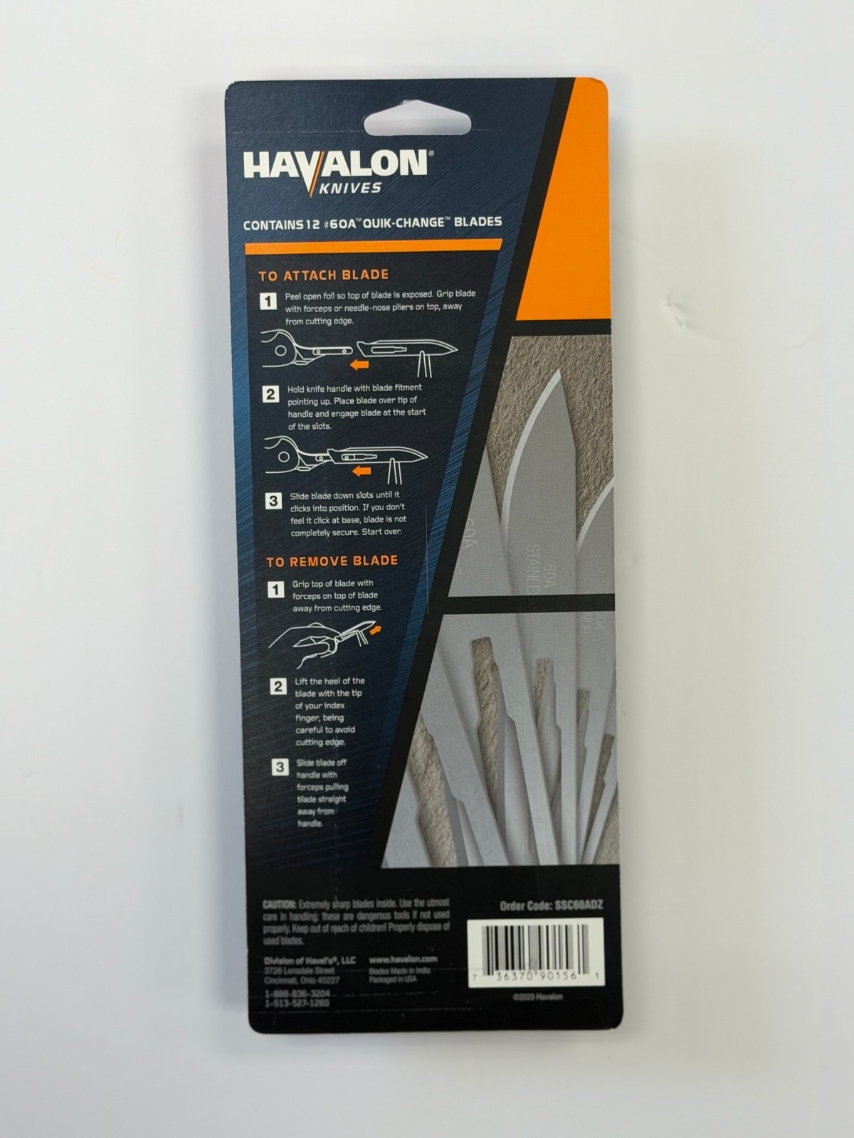 Havalon blades #60A stainless steel 12pck