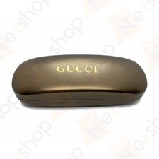 Gucci Bronze Hard Clam Shell Eyeglasses Sunglasses Small Case w/ Cleaning Cloth