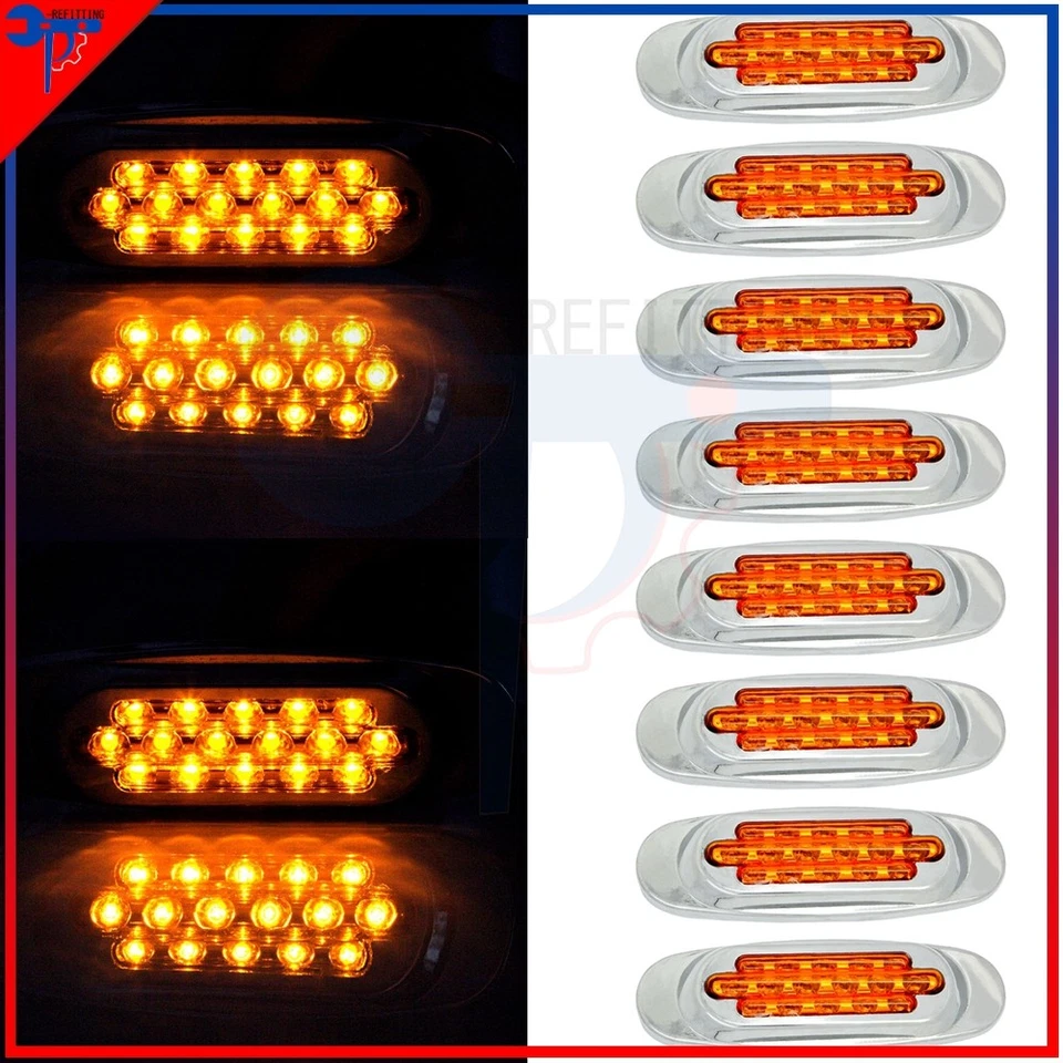 8 peças luz indicadora lateral LED amarela 6,5" 1982-2017 para Audi BMW Aston Martin 12V - Imagem 2 de 4