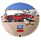 Vintage Mopar Plymouth Porcelain Sign - Road Runner Auto Shop Gas Station Sign