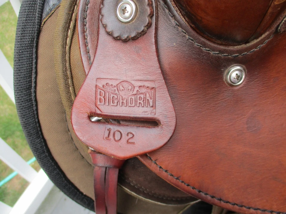 15'' QH 大喇叭 #102 棕色皮革和绳索西部桶/尾鞍 — 第 3/4 张图片