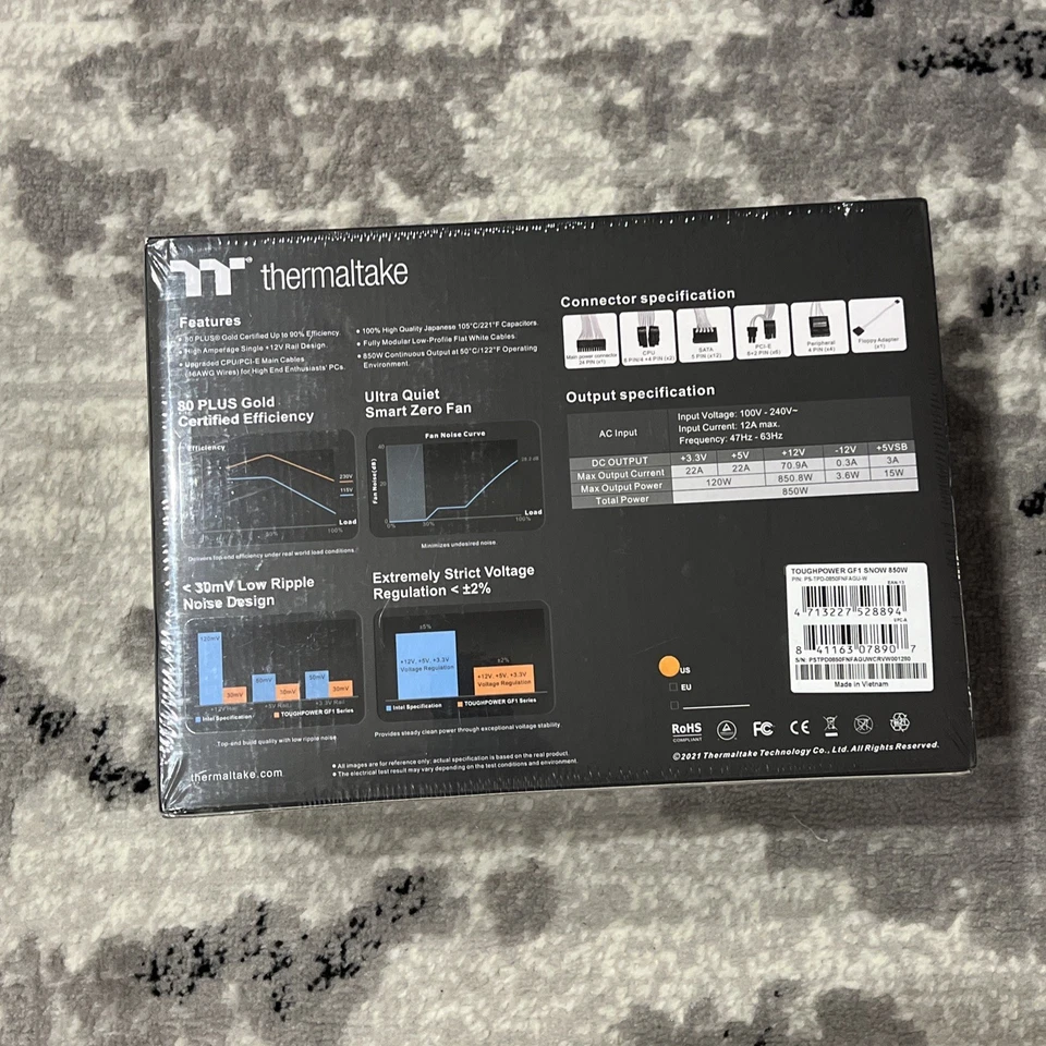 Thermaltake Toughpower GF1 Snow 850W Modular Ultra Quiet Power Supply SEALED - Image 3 of 4