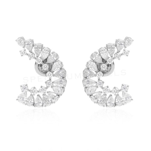 H/SI Pear Round Diamond Earrings 14k White Solid Gold Birthday Gift 3.45 Ct. - Picture 4 of 10