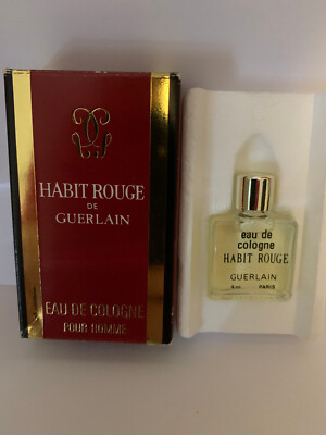 Habit Rouge de Guerlain Eau de Cologne pour homme 4 ml Vintage 1978 voll top