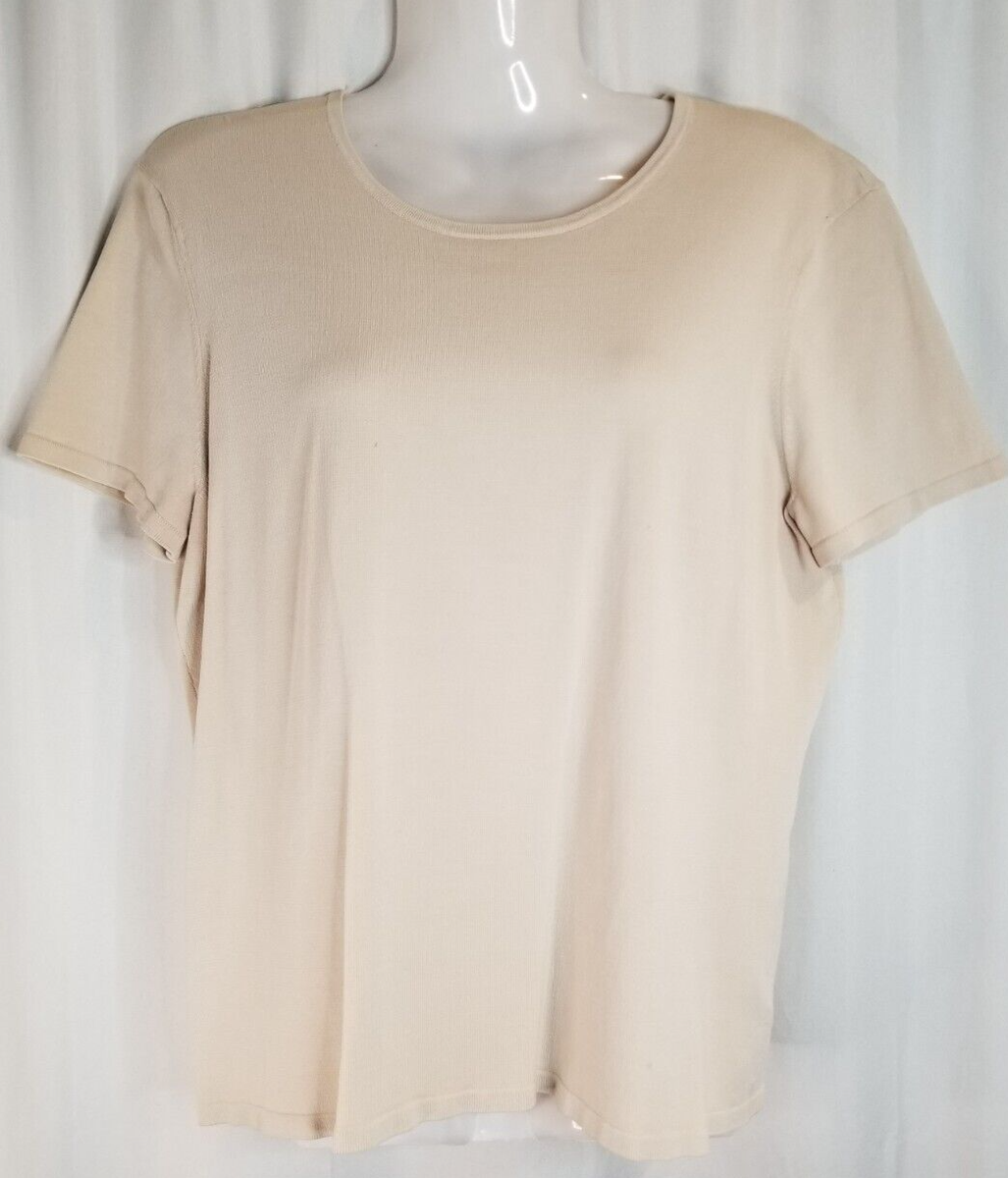 Jones New York Women's Knit Top Silk Blend Beige Size Large