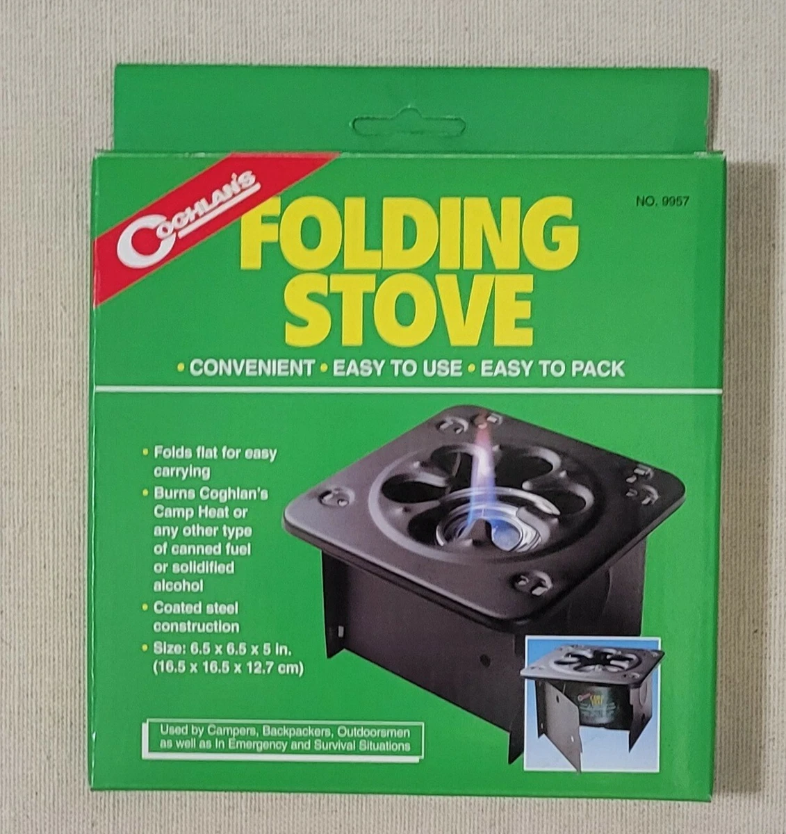 Coghlanu0026#039;s Folding Stove Coated Steel Portable Folds Flat Burns Solid  Fuel Camp | eBay