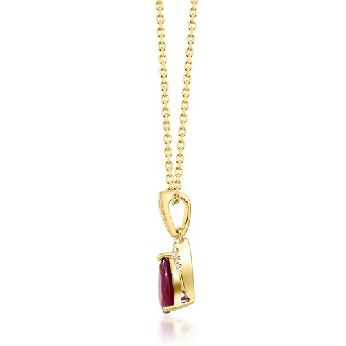 Without Chain 0.78 ct Natural Pear Cut Ruby and Diamonds Pendant 10K Yellow Gold - Picture 3 of 4