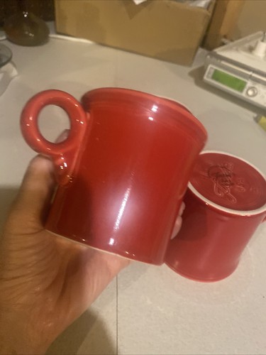 Lot Set 3 Scarlet Red Fiestaware Coffee Mugs Cups O Ring Handle Fiesta Ware HLC - Picture 8 of 13