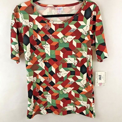 T-Shirt LuLaRoe Taille L - Motif Chats De Noël Rouge Vert - Neuf Avec Étiquettes (NWT)