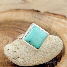 Natural Tibetan Turquoise 925 Sterling Silver Handmade Ring Jewelry for Women